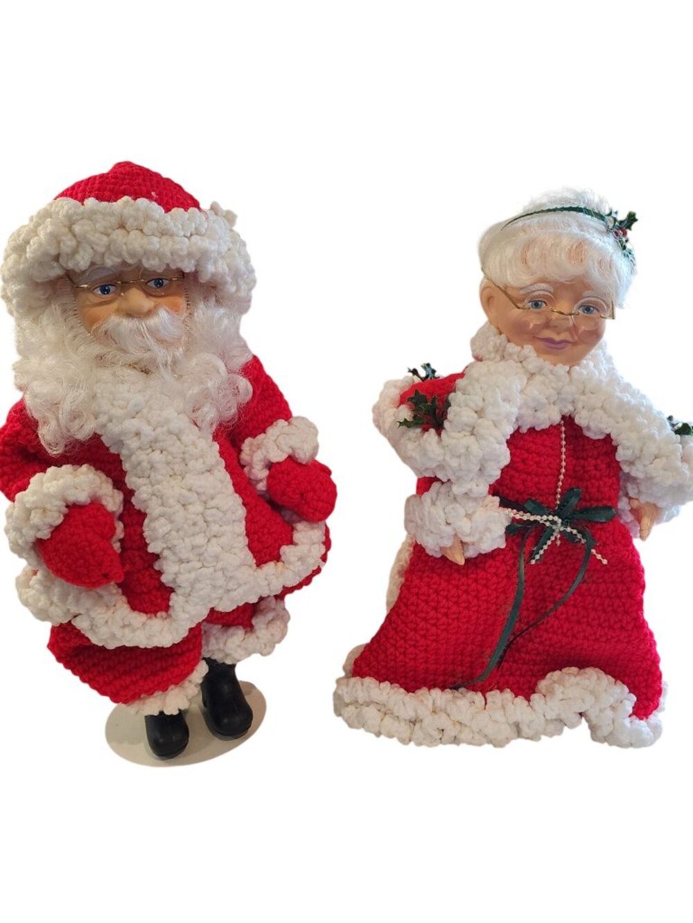 Vintage Billie Pepper Santa & Mrs Clause Crocheted Outfits 1990-91 Fibre Craft